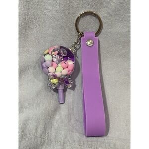 NEW Purple Lollipop Candy Bag Tag Keychain Charm Mini Figure w/ Silicone Strap